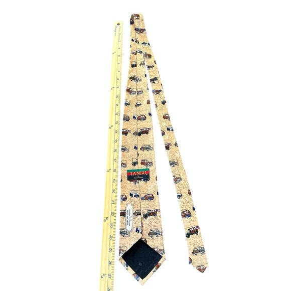 Tango by Max Raab Tie One Size Tan 100% Silk Americana Series Woodies 1928-1961 - Picture 8 of 8